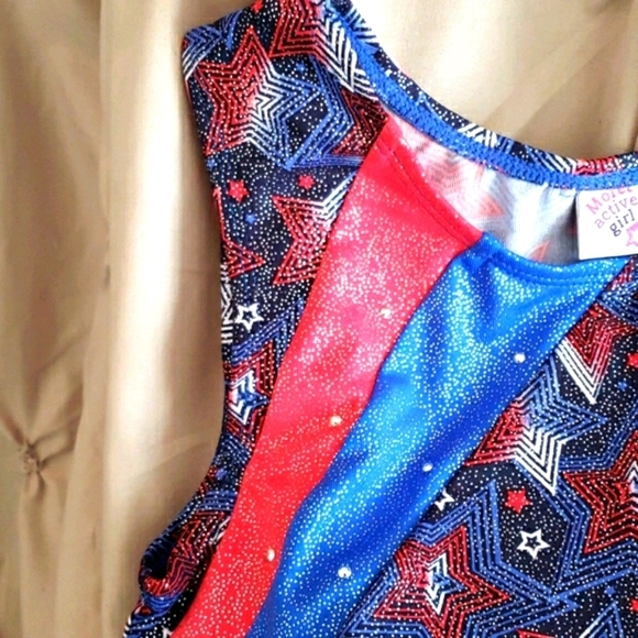 Moret Active Girl Star Spangled Tank w/Scrunchie Size L - Picture 4 of 8